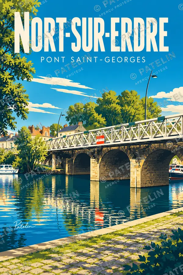 Illustration Nort-sur-Erdre — Le pont Saint-Georges sur l’Erdre, style Pop