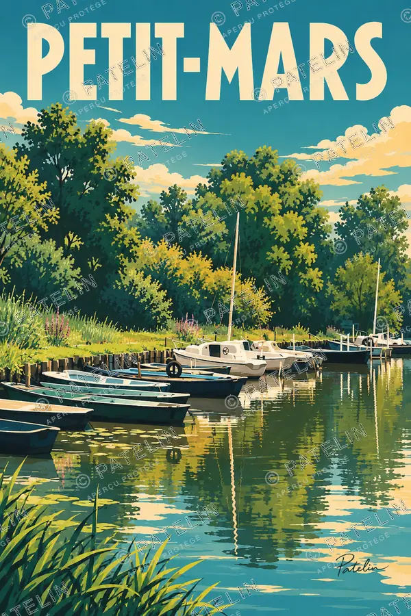 Illustration Petit-Mars — Les barques au port, style Pop