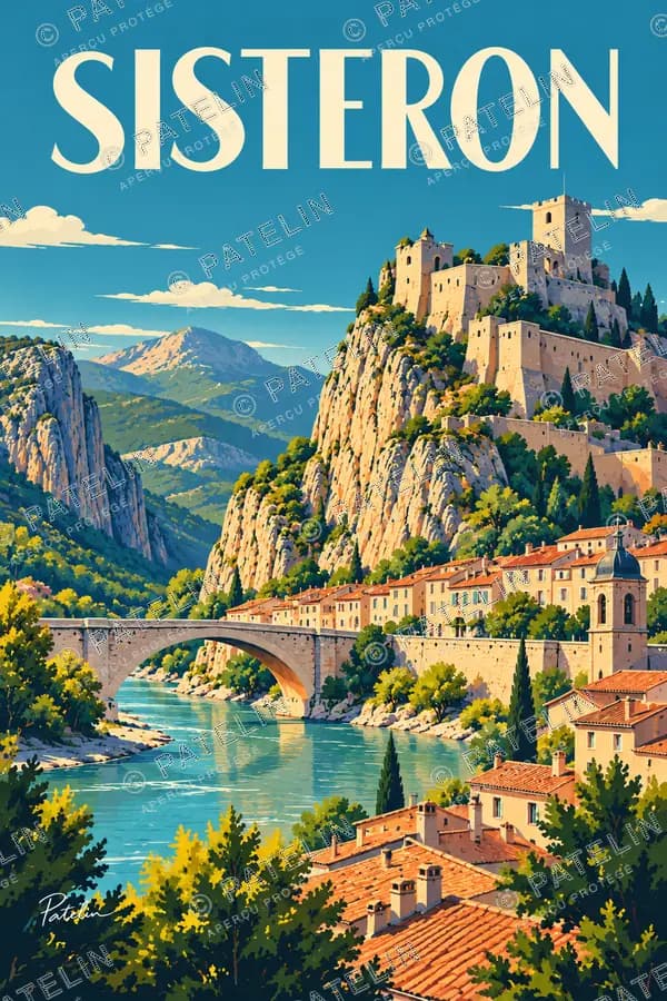 Illustration Sisteron — La citadelle et ses reflets, style Pop