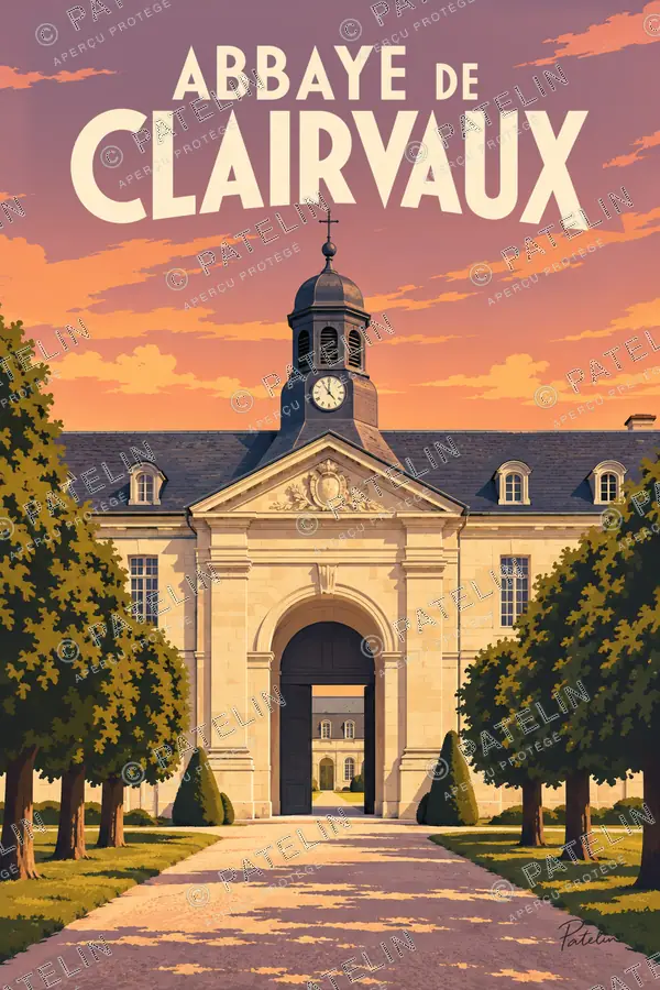 Illustration Abbaye de Clairvaux — L’abbaye de Clairvaux — vue 1, style Pop