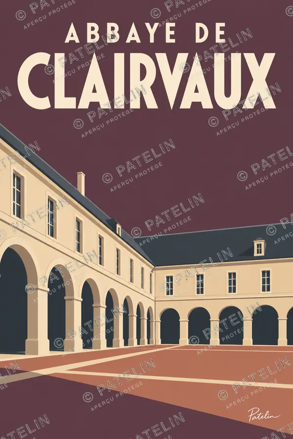 Illustration Abbaye de Clairvaux — L’abbaye de Clairvaux — vue 2, style Minimal