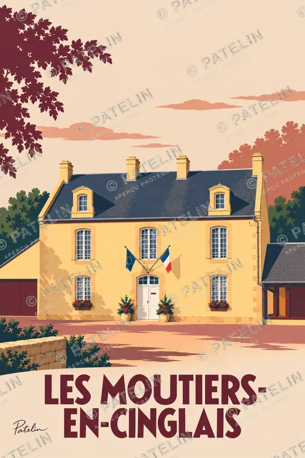 Illustration Les Moutiers-en-Cinglais — La mairie — vue 1, style Minimal