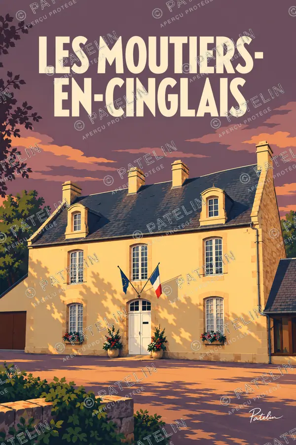 Illustration Les Moutiers-en-Cinglais — La mairie — vue 1, style Pop