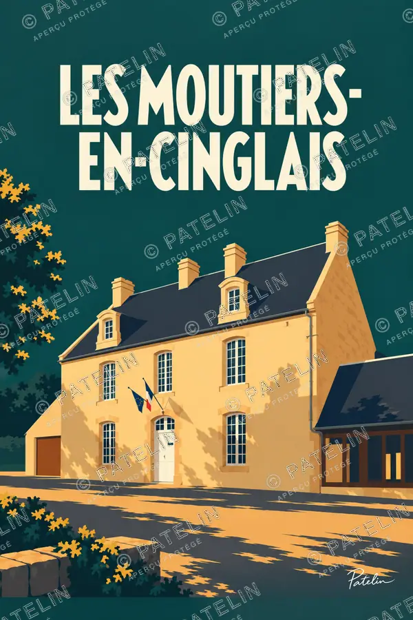 Illustration Les Moutiers-en-Cinglais — La mairie — vue 2, style Minimal
