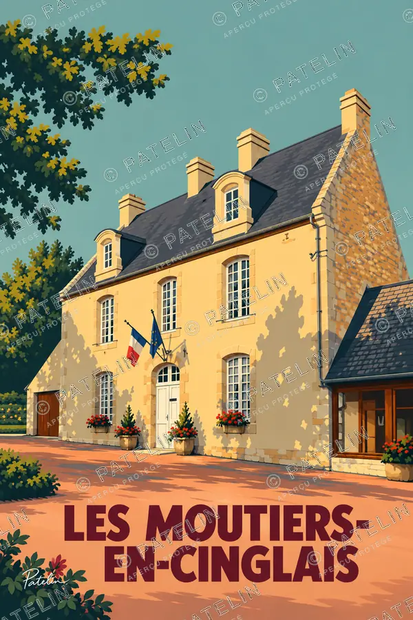 Illustration Les Moutiers-en-Cinglais — La mairie — vue 2, style Pop