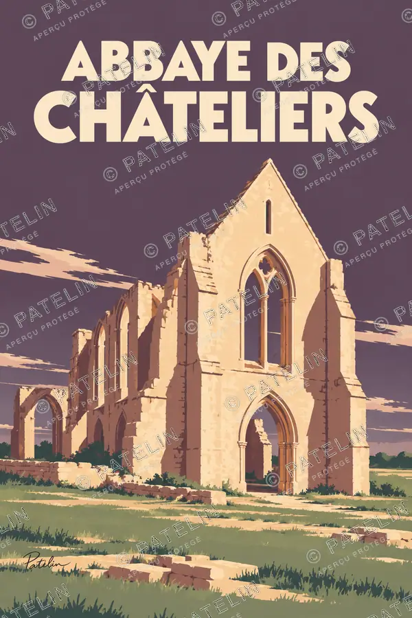 Illustration Île de Ré — L’abbaye des Châteliers — vue 1, style Minimal