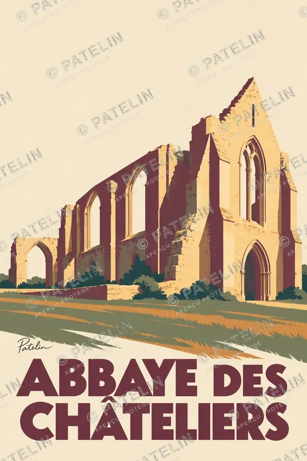 Illustration Île de Ré — L’abbaye des Châteliers — vue 2, style Minimal
