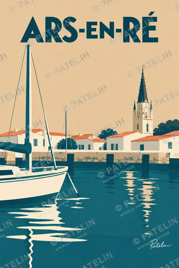 Illustration Île de Ré — Ars-en-Ré — vue 2, style Minimal