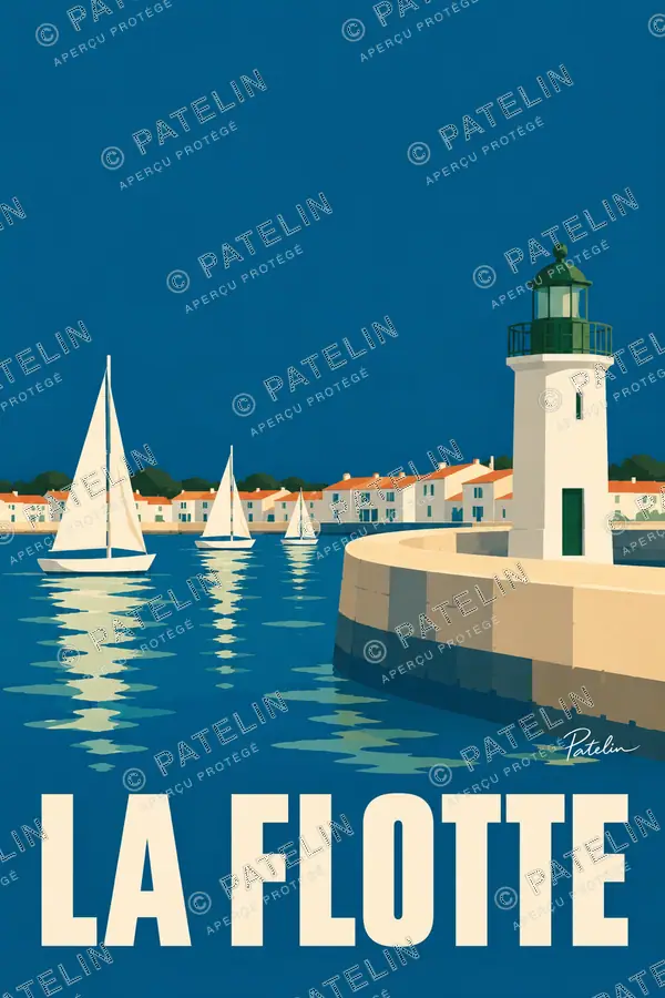 Illustration Île de Ré — La Flotte — vue 1, style Minimal