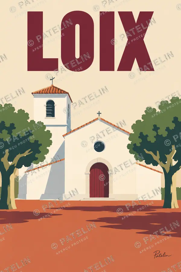 Illustration Île de Ré — Loix — vue 2, style Minimal