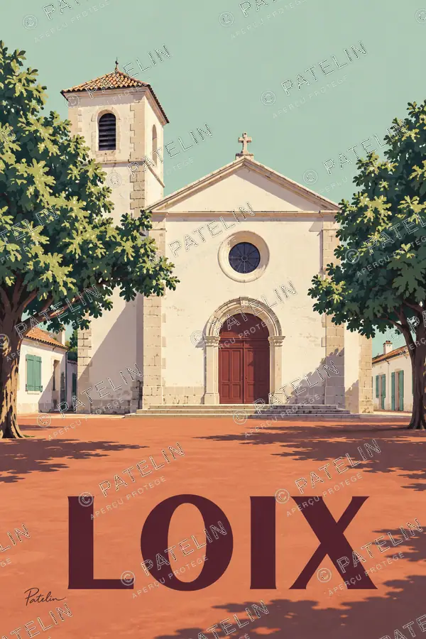 Illustration Île de Ré — Loix — vue 2, style Pop