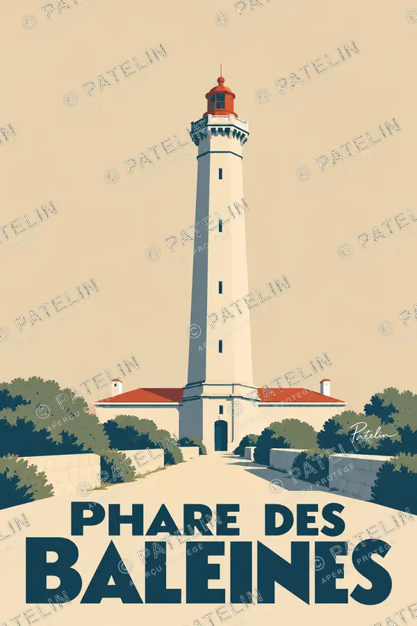 Illustration Île de Ré — Le phare des Baleines — vue 1, style Minimal