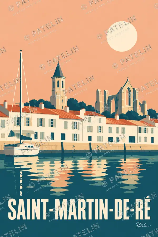 Illustration Île de Ré — Saint-Martin-de-Ré — vue 1, style Minimal