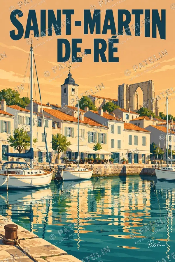 Illustration Île de Ré — Saint-Martin-de-Ré — vue 1, style Pop