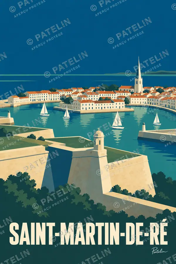 Illustration Île de Ré — Saint-Martin-de-Ré — vue 2, style Minimal