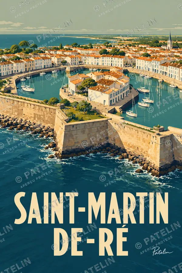 Illustration Île de Ré — Saint-Martin-de-Ré — vue 2, style Pop
