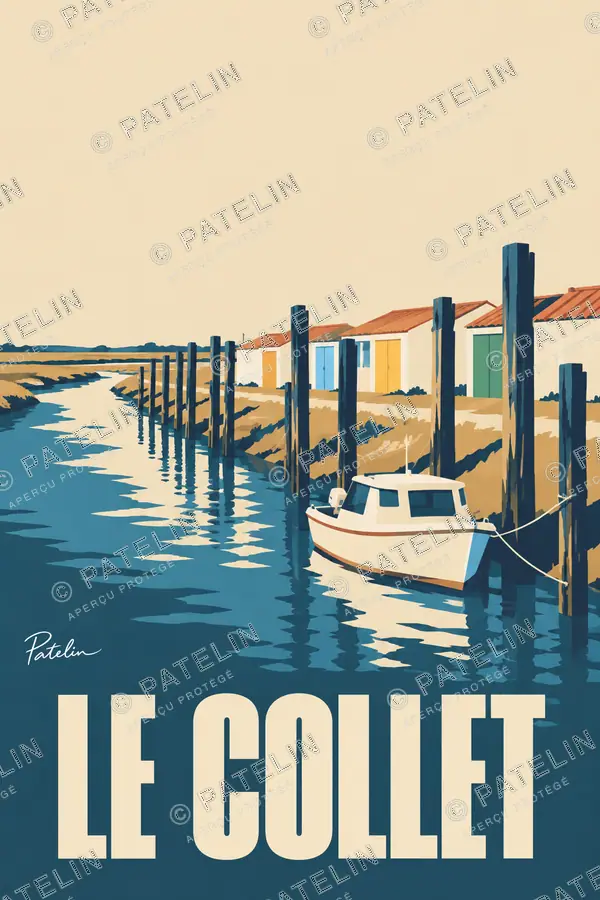 Illustration Les Moutiers-en-Retz — Le port du Collet — vue 2, style Minimal