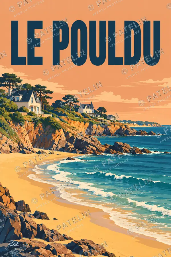 Illustration Le Pouldu — La crique dans la lumière, style Pop