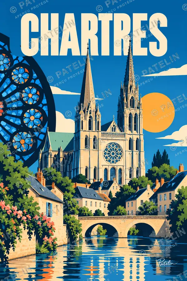 Illustration Chartres — Chartres, style Pop