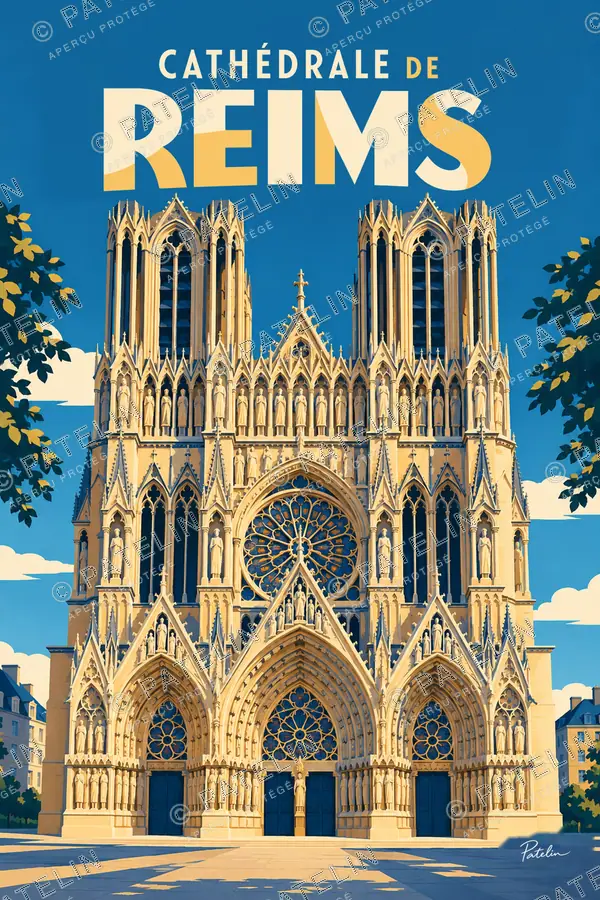 Illustration Reims — La cathédrale de Reims, style Pop
