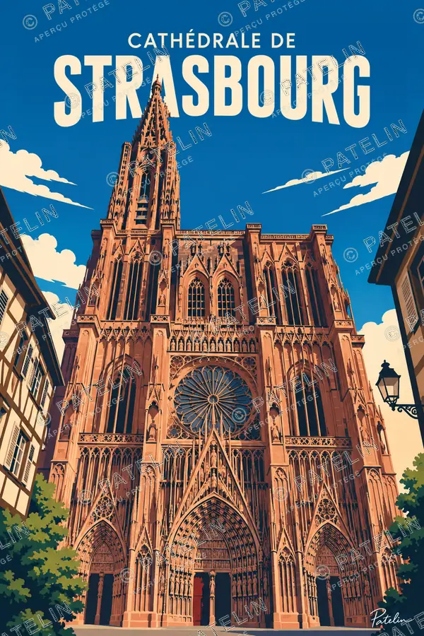 Illustration Strasbourg — La cathédrale de Strasbourg, style Pop