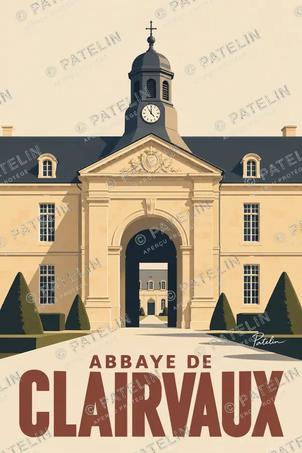 Illustration Abbaye de Clairvaux — Vue 1, style Minimal