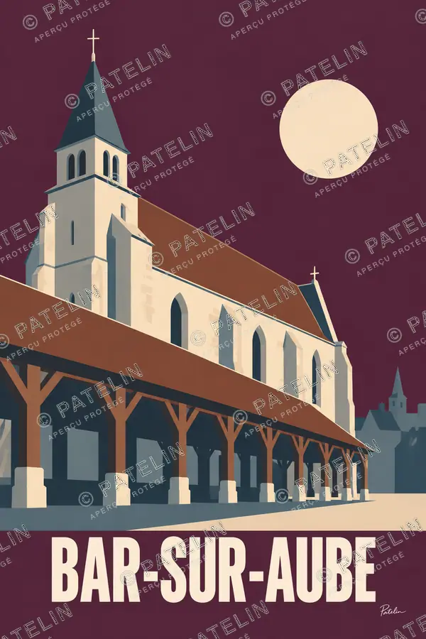 Illustration Bar-sur-Aube — Vue 1, style Minimal