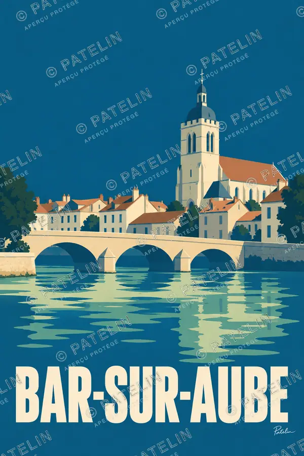 Illustration Bar-sur-Aube — Vue 2, style Minimal
