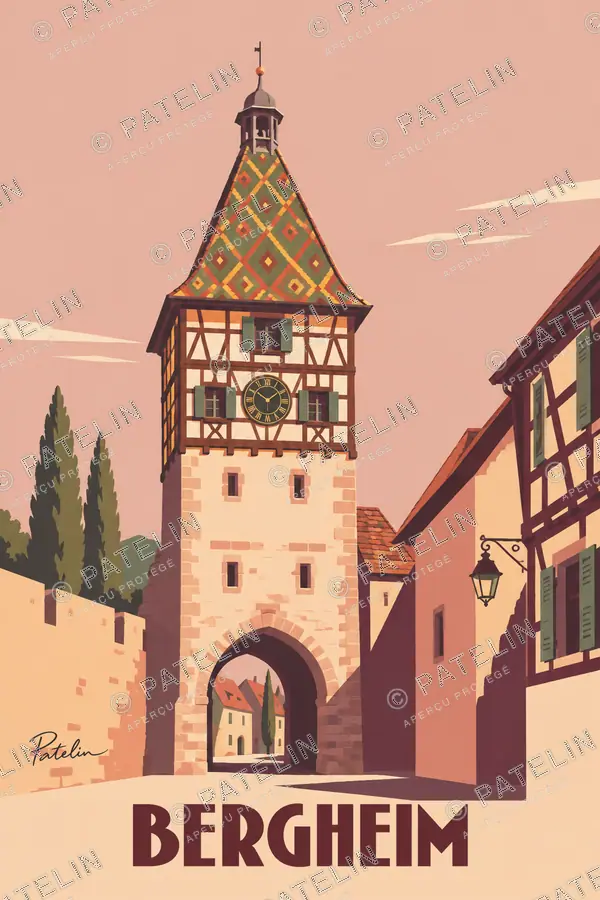 Illustration Bergheim — Vue 1, style Minimal