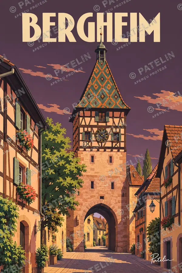 Illustration Bergheim — Vue 1, style Pop
