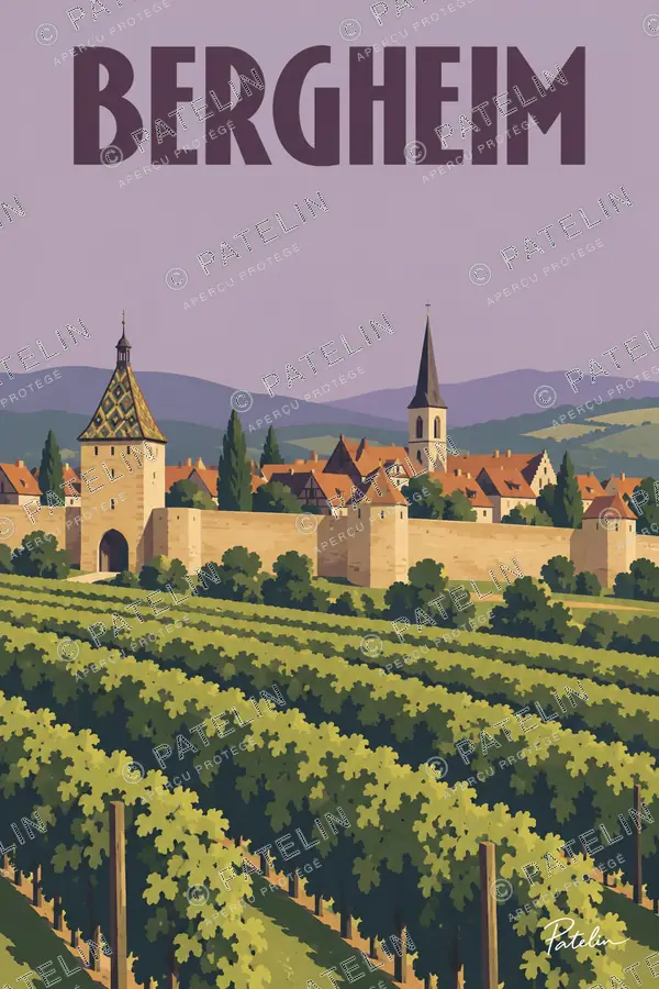 Illustration Bergheim — Vue 2, style Minimal