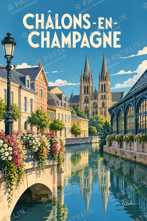Illustration Châlons-en-Champagne — Vue 2, style Pop