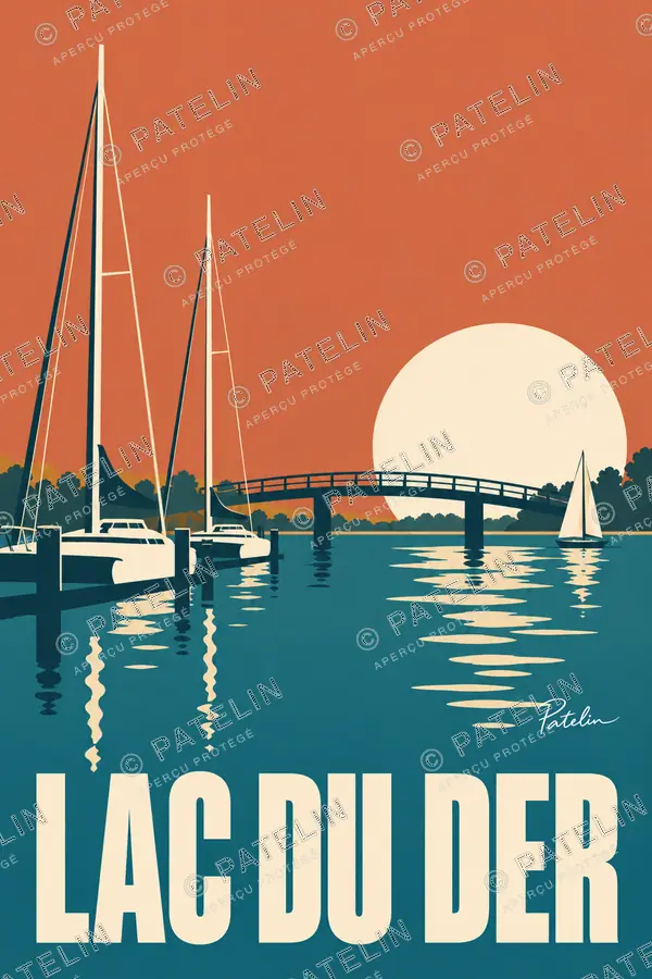 Illustration Lac du Der — Vue 1, style Minimal