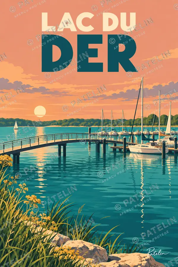 Illustration Lac du Der — Vue 1, style Pop