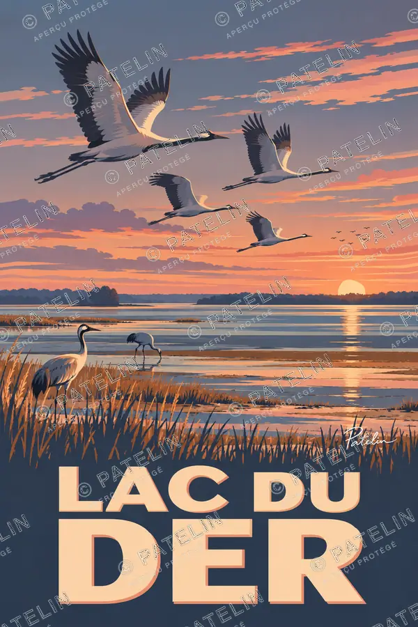 Illustration Lac du Der — Vue 2, style Pop