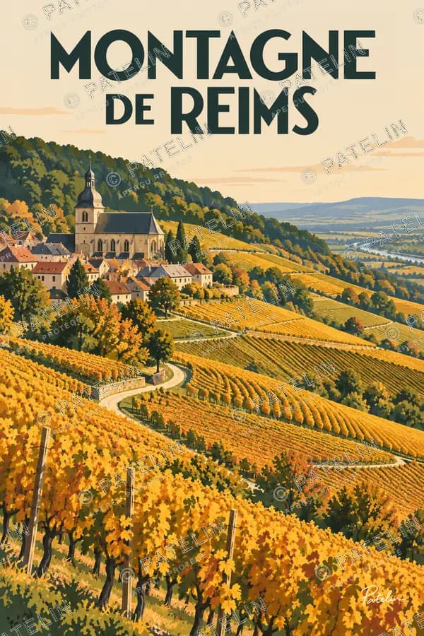 Illustration Montagne de Reims — Vue 2, style Pop