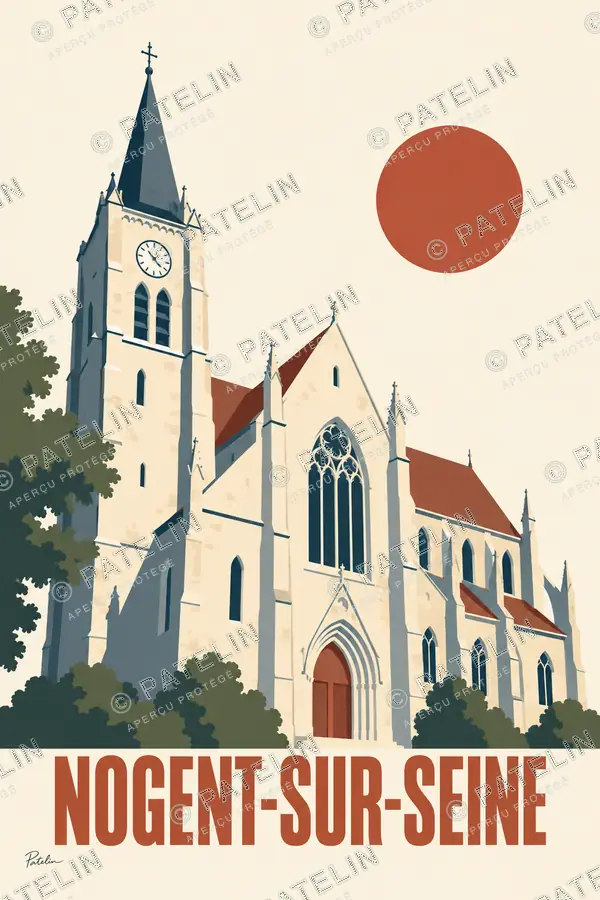 Illustration Nogent-sur-Seine — Vue 2, style Minimal
