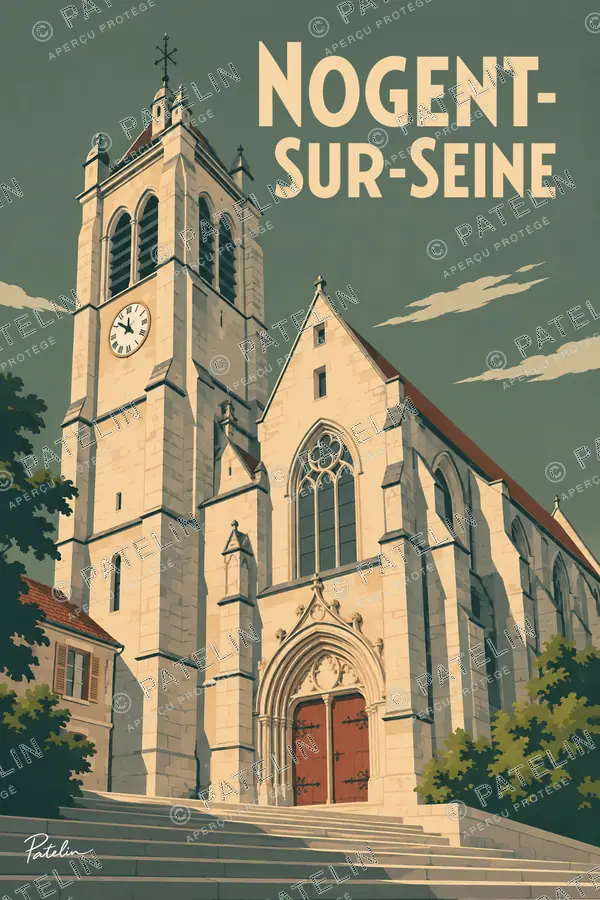 Illustration Nogent-sur-Seine — Vue 2, style Pop