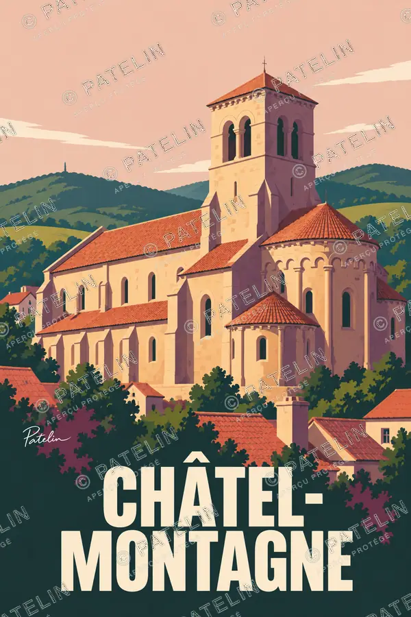 Illustration Châtel-Montagne — L’église de Châtel-Montagne, style Minimal
