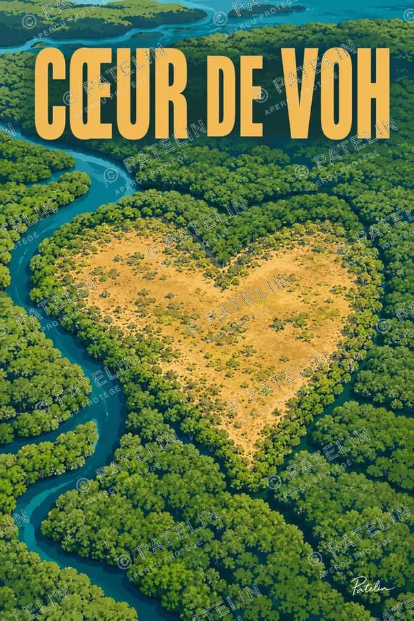 Illustration Cœur de Voh — Le cœur de la mangrove, style Pop
