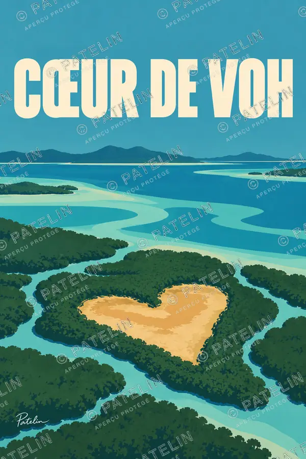 Illustration Cœur de Voh — La mangrove et le lagon, style Minimal