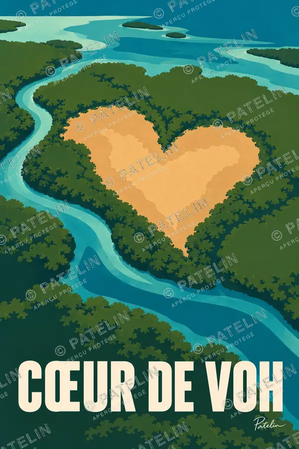 Illustration Cœur de Voh — Le cœur de la mangrove, style Minimal