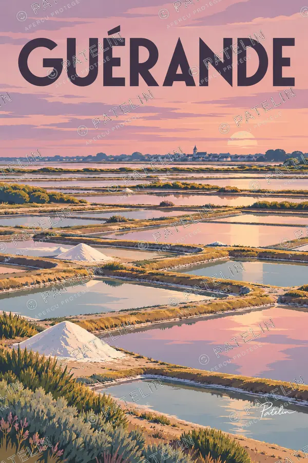 Illustration Guérande — Les marais salants, style Pop