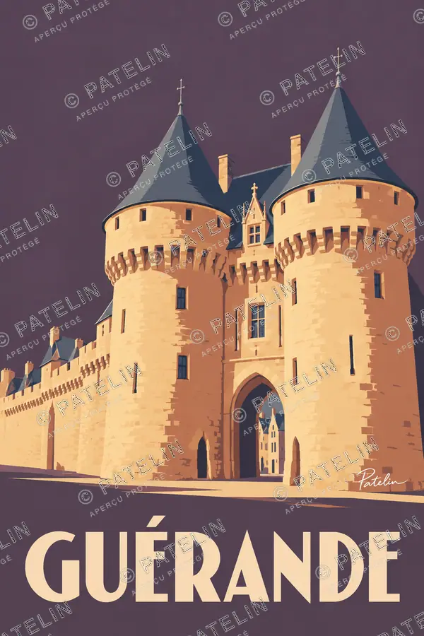 Illustration Guérande — La porte Saint-Michel, style Minimal