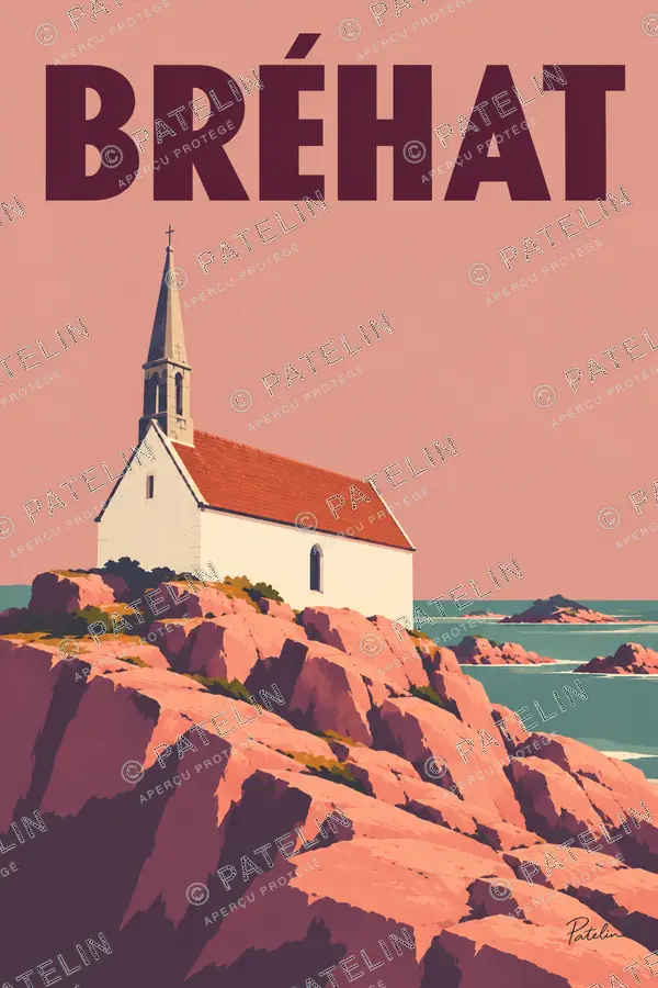 Illustration Île-de-Bréhat — La chapelle face à la mer, style Minimal