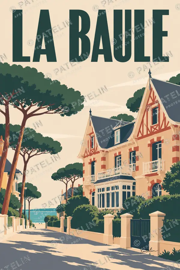Illustration La Baule — Les villas sous les pins, style Minimal