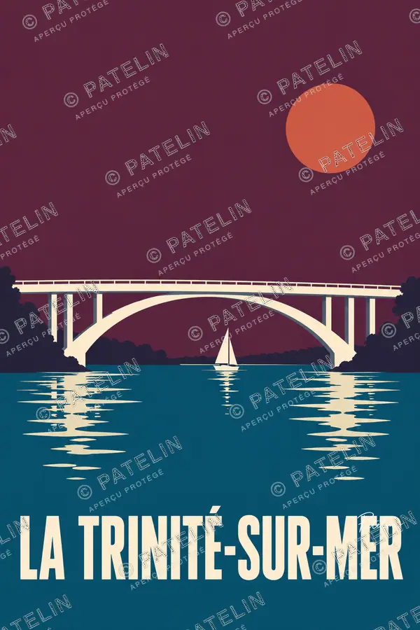 Illustration La Trinité-sur-Mer — Le pont et les voiliers, style Minimal