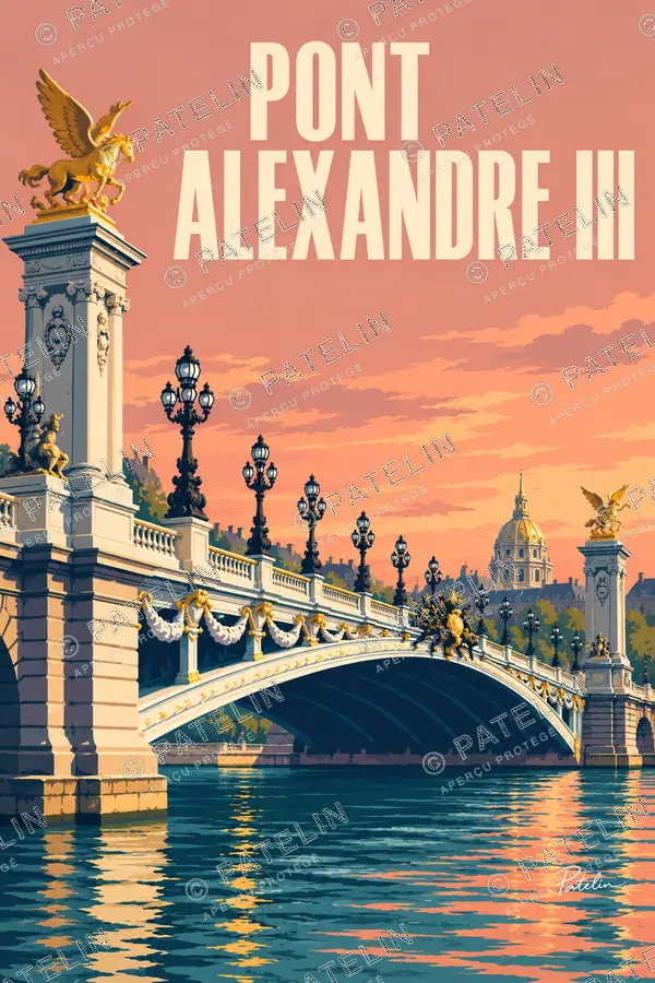 Illustration Paris — Le pont sur la Seine, style Pop