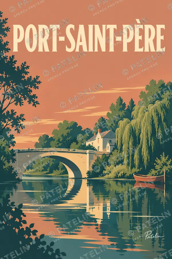 Illustration Port-Saint-Père — Le pont sur l’Acheneau, style Minimal