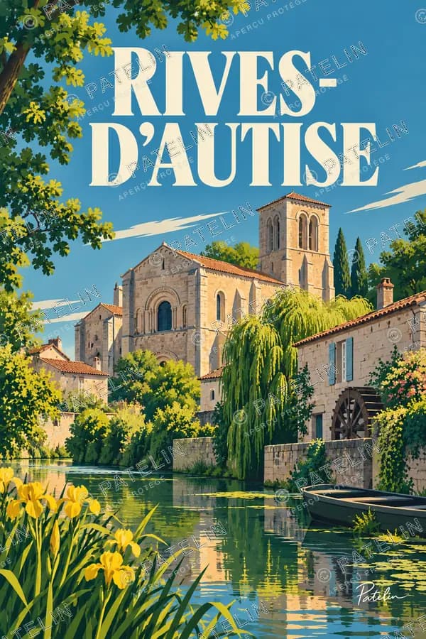 Illustration Rives-d’Autise — Au fil de l’eau, style Pop